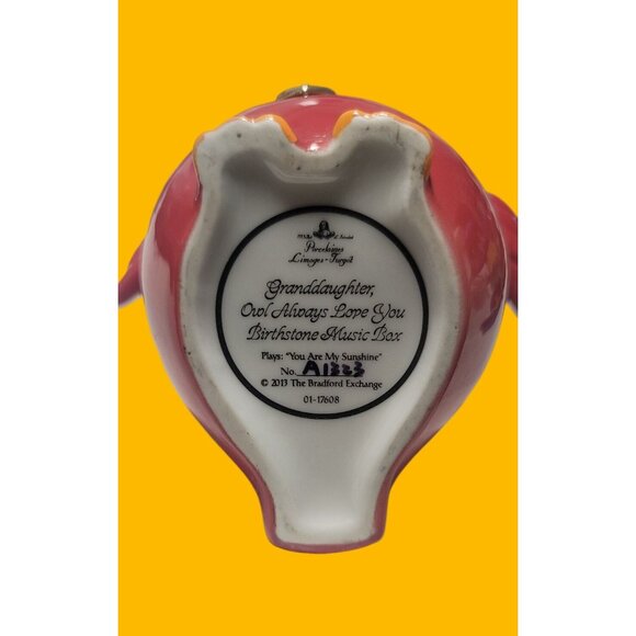 Bradford Exchange Granddaughter Owl Always Love You Birthstone Music Box - Picture 3 of 5